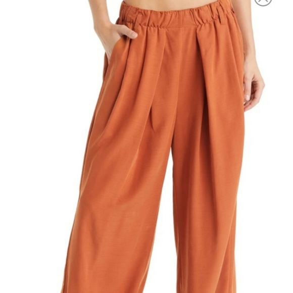 Free People Nothing to Say Pleated Trouser Orange NWOT - Picture 11 of 14